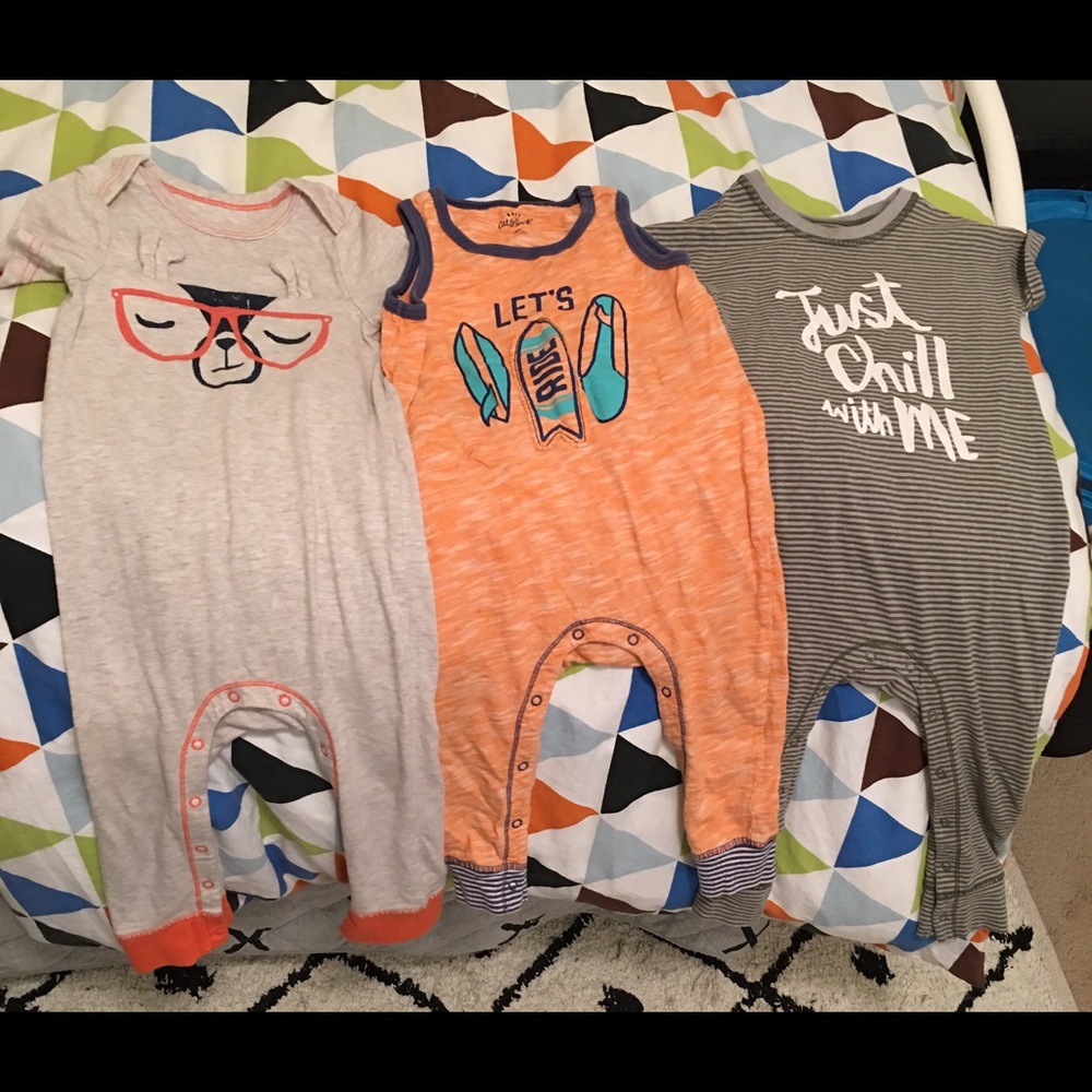 Printed jersey rompers